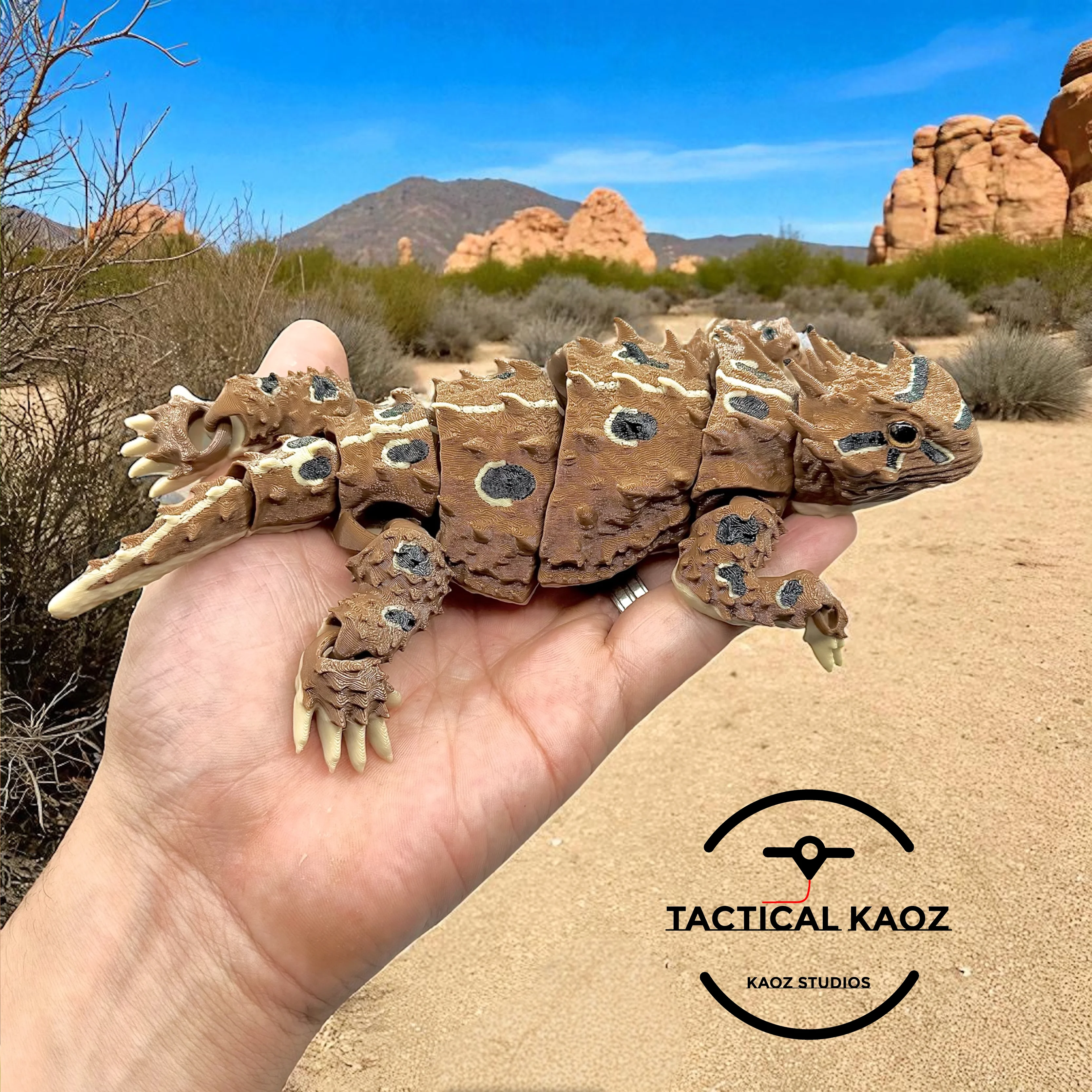 Articulated Horned Lizard | Pre-Painted + Optional 6mm Glass Eye Version 3d model