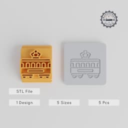 Tram Stamp Tile Collection, 5 Sizes, Perfect for Clay, Cookies & Fondant, Urban Rail Design, City Train Motif for Soft Materials PRODUCT_3383 3d model