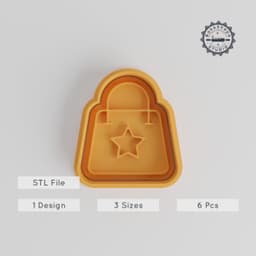Shopping Bag Shape Cutter & Stamp Set, Perfect for Cookies & Fondant, Includes Small/Medium/Large Sizes, 6-Piece Baking Collection PRODUCT_4940 3d model