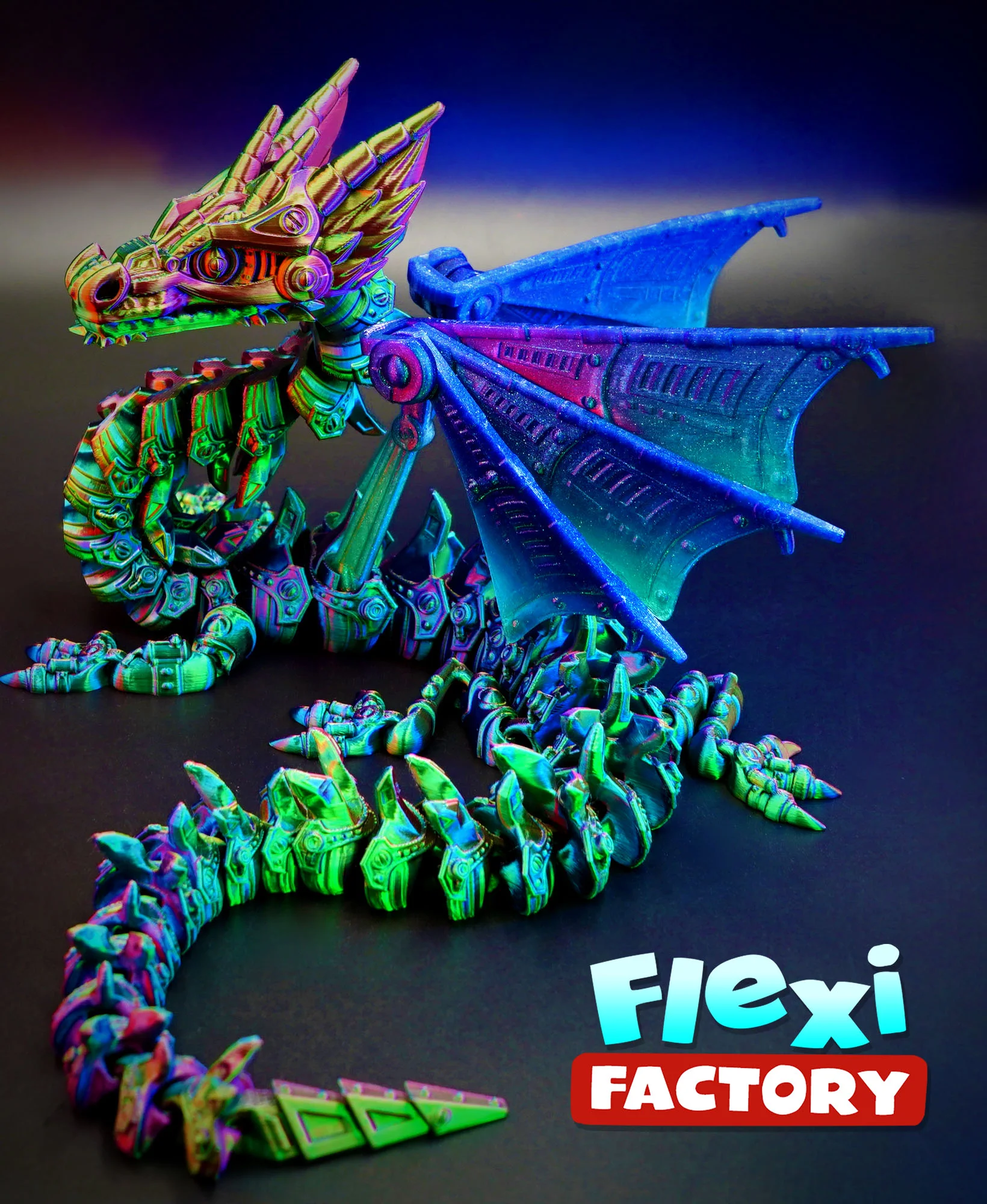 Flexi Factory Mech Dragon with Wingless and 3MF Included 3d model