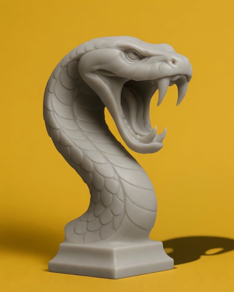 Cobra Snake Bust Statue – 3D Printable Reptile Sculpture and Fantasy Decor 3d model