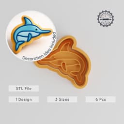 Sword Fish Cookie Cutter & Stamp, Ocean Predator Shape, Fondant Decorating Tool, S/M/L Set PRODUCT_1150 3d model