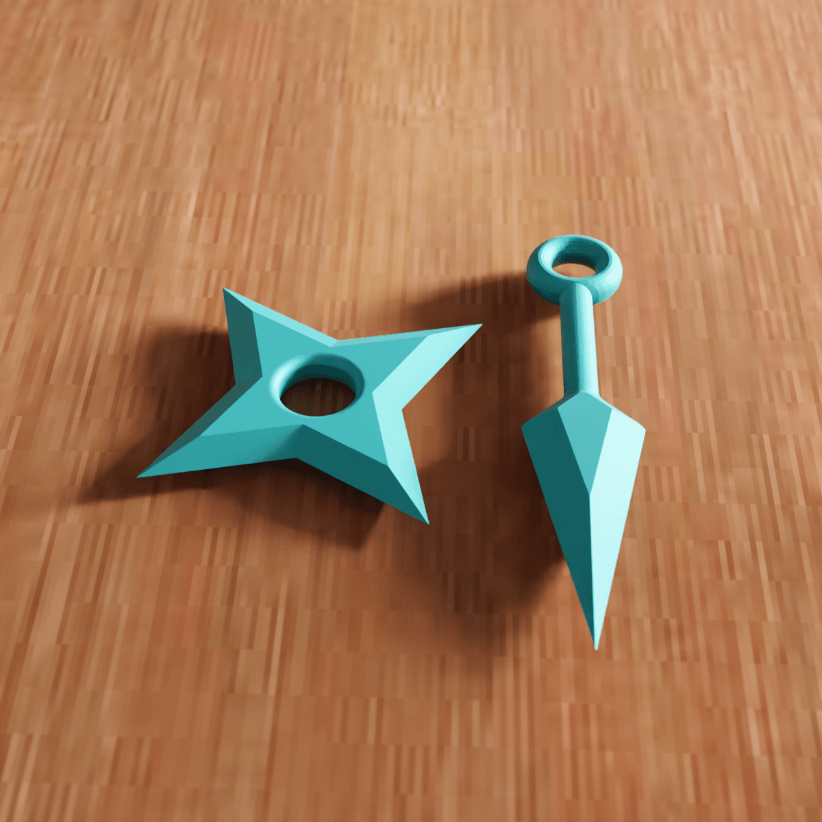 Ninja Kunai and Shuriken Anime Prop Set 3d model