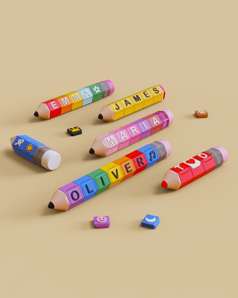 Personalized Pencil Fidget Clicker | Custom Name Keychain 3d model
