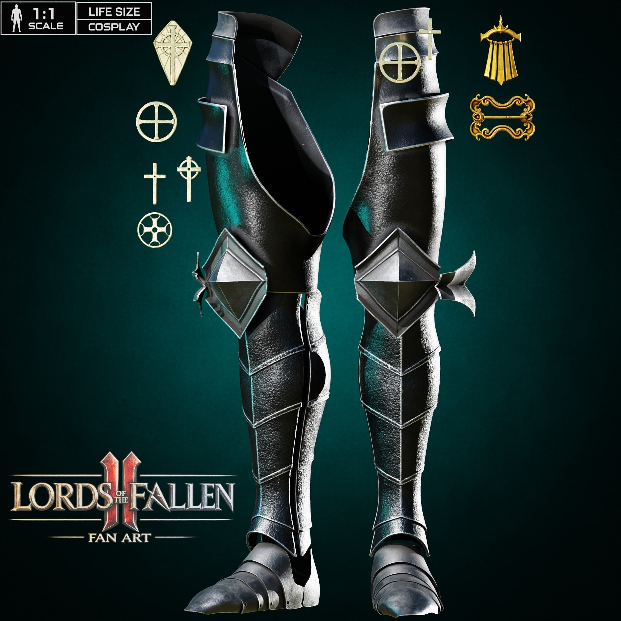 LORDS OF THE FALLEN II 2026 DARK CRUSADER LEG ARMOR COSPLAY Fan Art STL 3d model