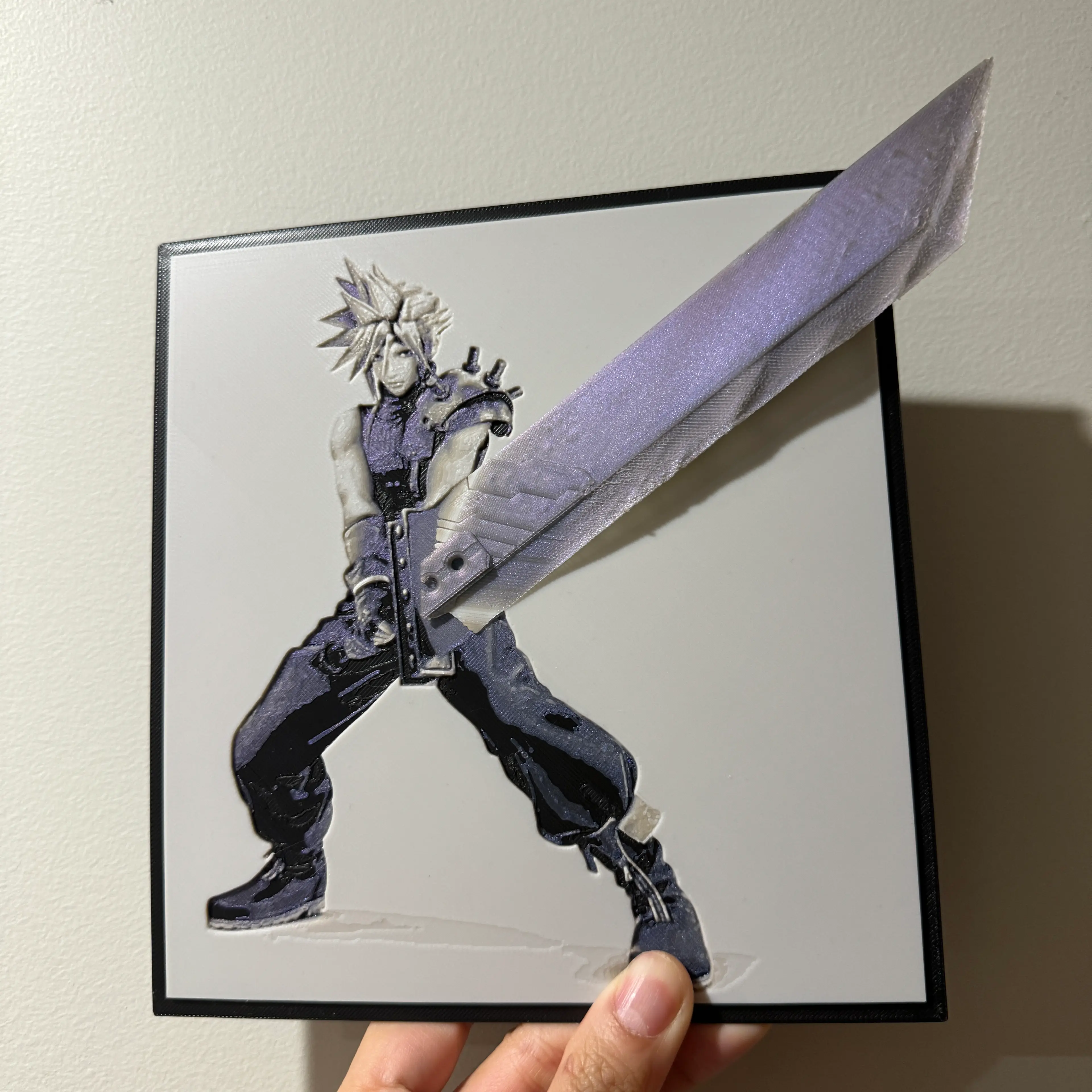 Cloud Strife with Buster Sword Pop Art - Hueforge Hybrid 3d model