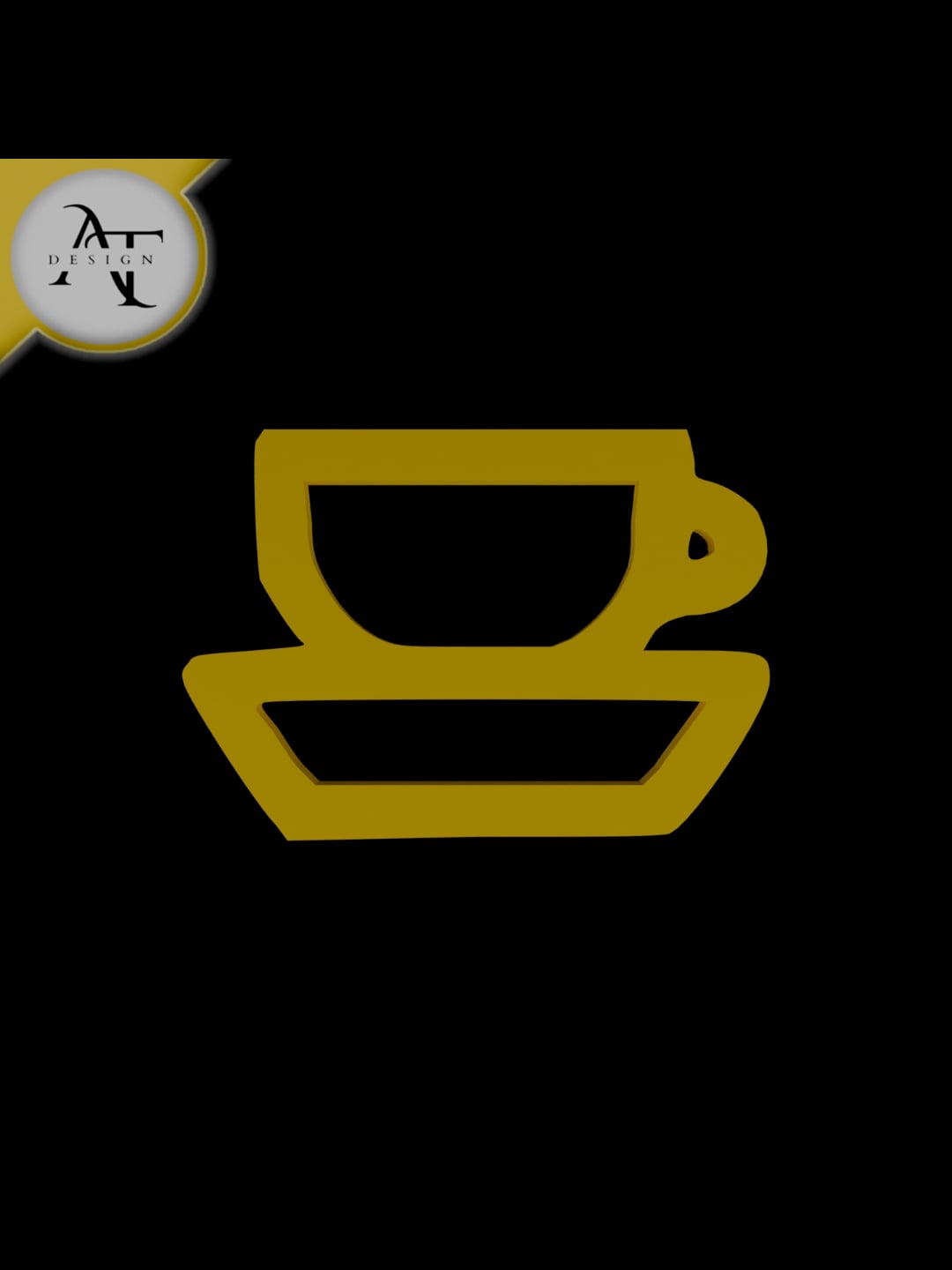 Simple Coffee Cup Symbol - 2D Art 3d model