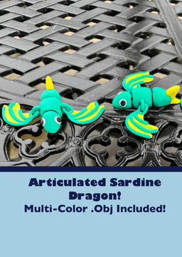 Articulated Sardine Dragon! Multi-Color .OBJ Included! 3d model