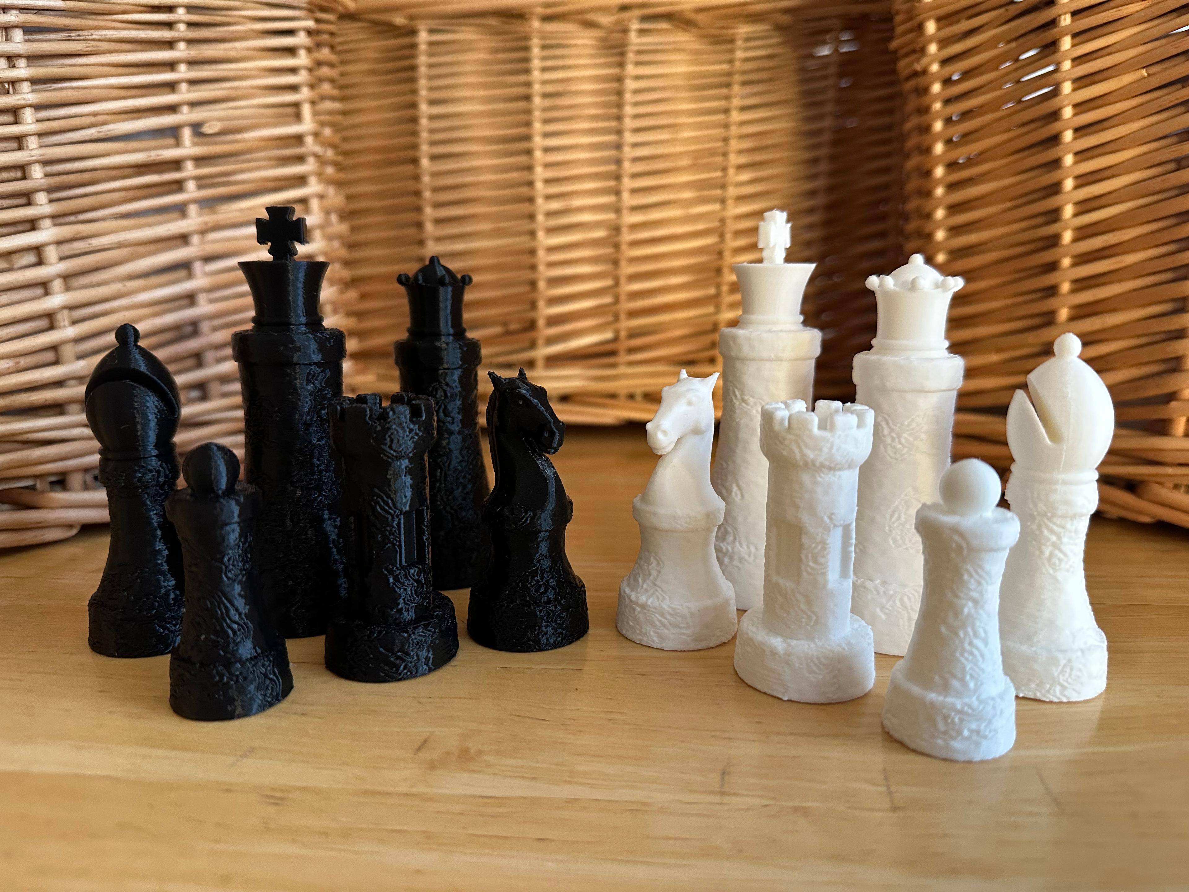 Marble Textured Chess Pieces 3d model