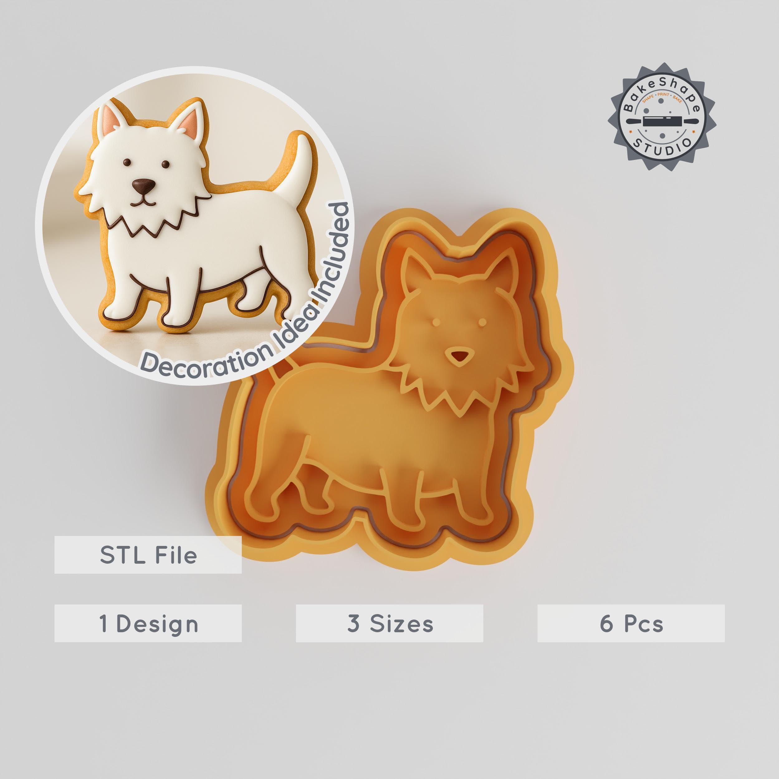 West Highland White Terrier Cookie Cutter & Stamp Set, Dog Shape, Perfect for Cookies & Fondant, 3 Sizes PRODUCT_279 3d model