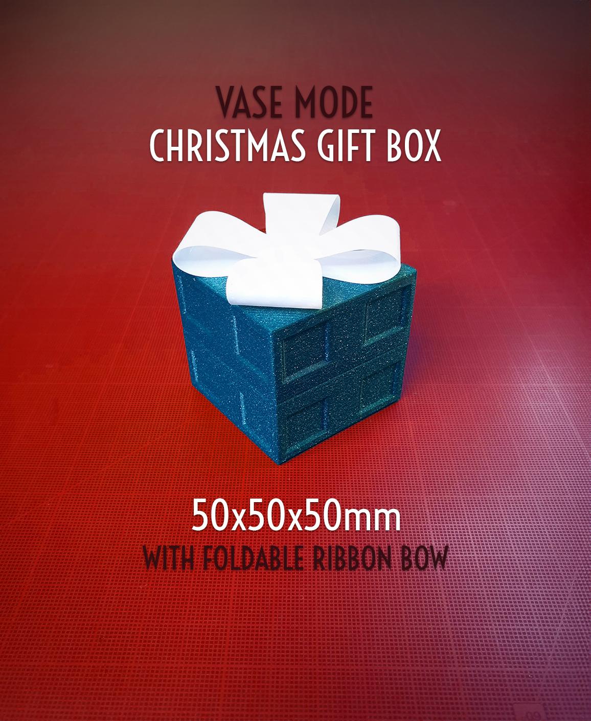 Christmas Gift Box - 50x50x50mm || Vase Mode 3d model
