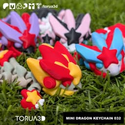 Mini dragon keychain 032 - print in place no supports stl 3mf 3d model