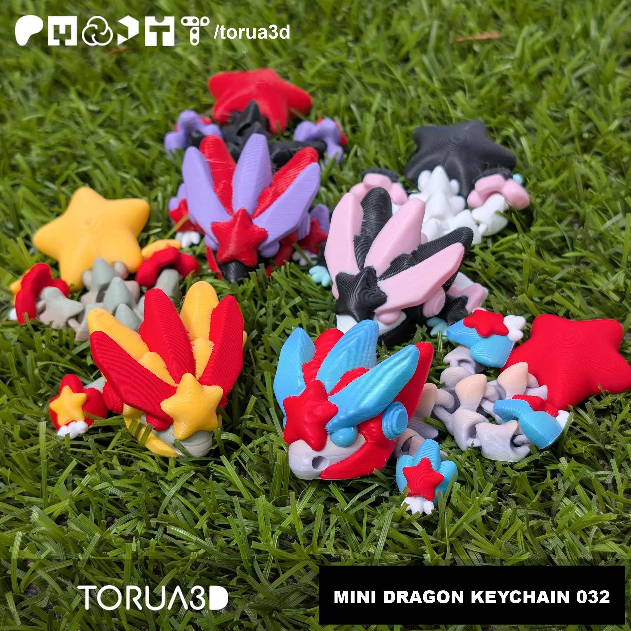 Mini dragon keychain 032 - print in place no supports stl 3mf 3d model