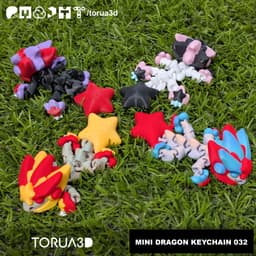Mini dragon keychain 032 - print in place no supports stl 3mf 3d model