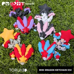 Mini dragon keychain 032 - print in place no supports stl 3mf 3d model