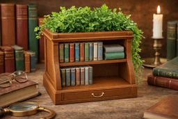 Bookshelf Planter STL β 3D Printable Book Lover Plant Pot | Mini Library Decor | Literary Shelf Plan 3d model