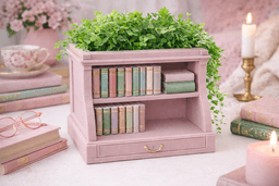 Bookshelf Planter STL β 3D Printable Book Lover Plant Pot | Mini Library Decor | Literary Shelf Plan 3d model