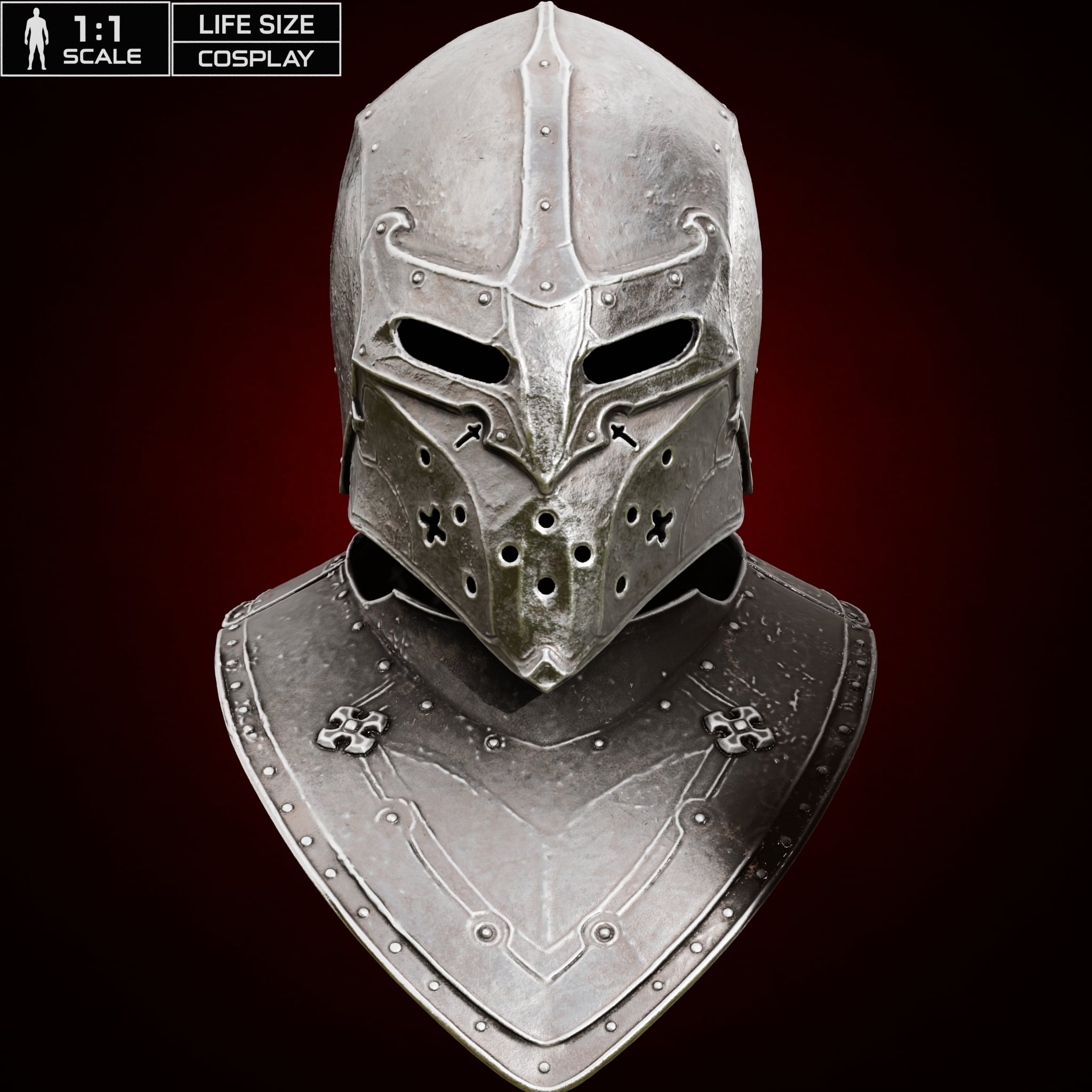HARROS THE VASSAL HELMET AND GORGET life size - Mortal Shell Fan Art STL 3d model
