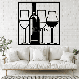 Wine 2D Wall Art/Window Art - Digital STL & SVG File 3d model