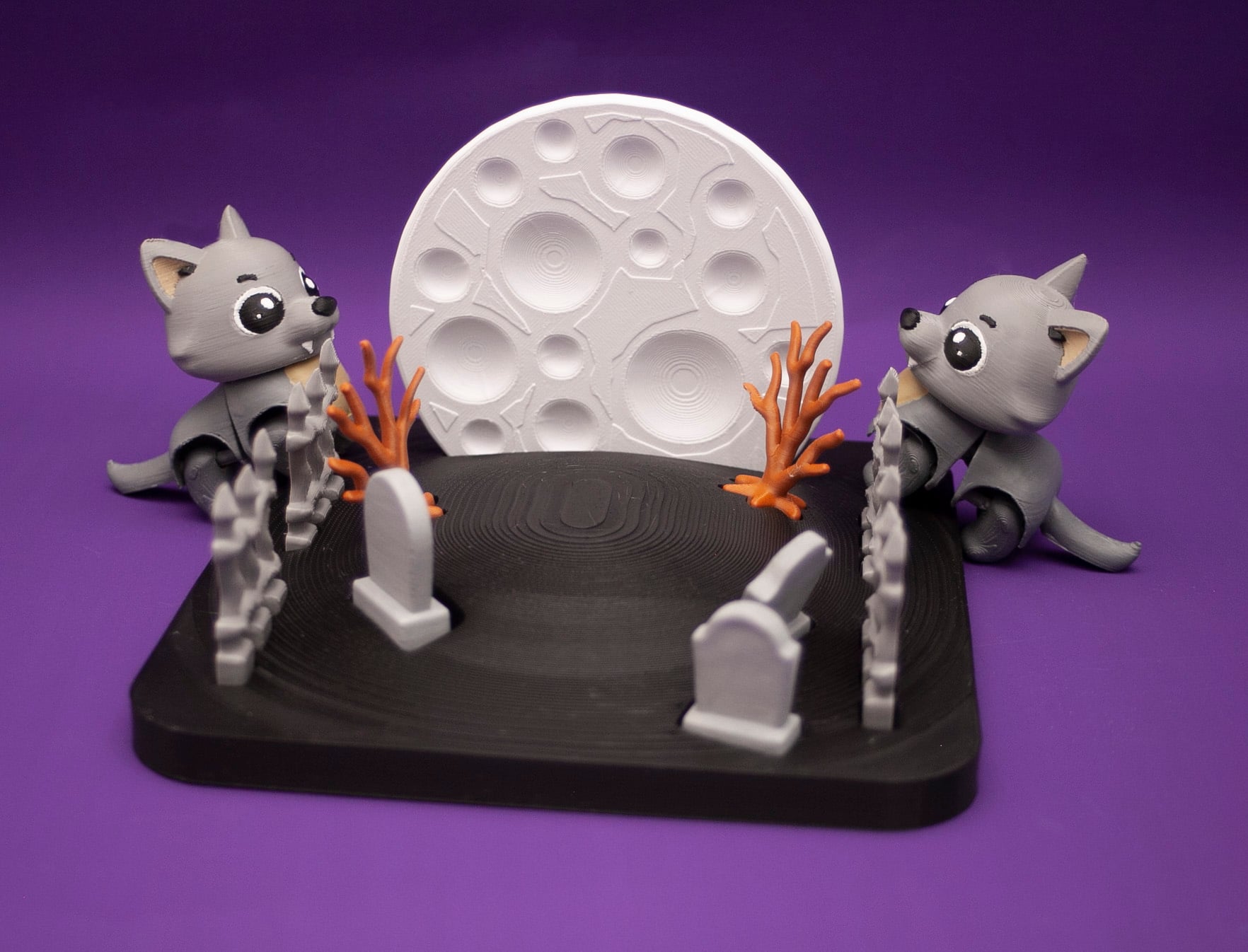 Wolf Moonlit Graveyard 3d model