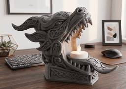 Celtic Dragon Candle Holder, Viking Dragon Tealight Holder, Nordic Dragon Decor, 3D Printed Fantasy 3d model