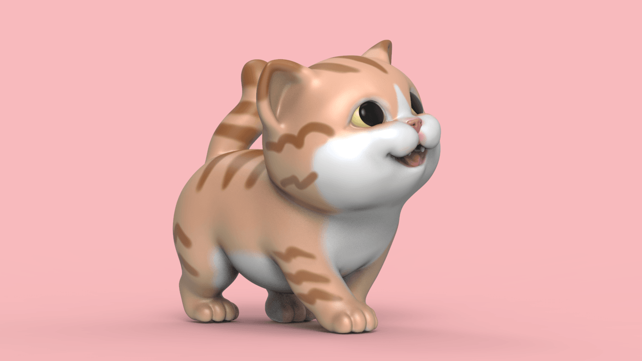 Cute Walking Kitten V3 3d model