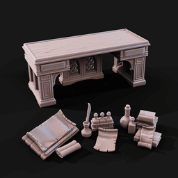 Desk & Chair | Study Tabletop Scatter Terrain 3d model