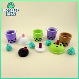 Bubble Tea Fidget Clicker Keychain Bundle 3d model