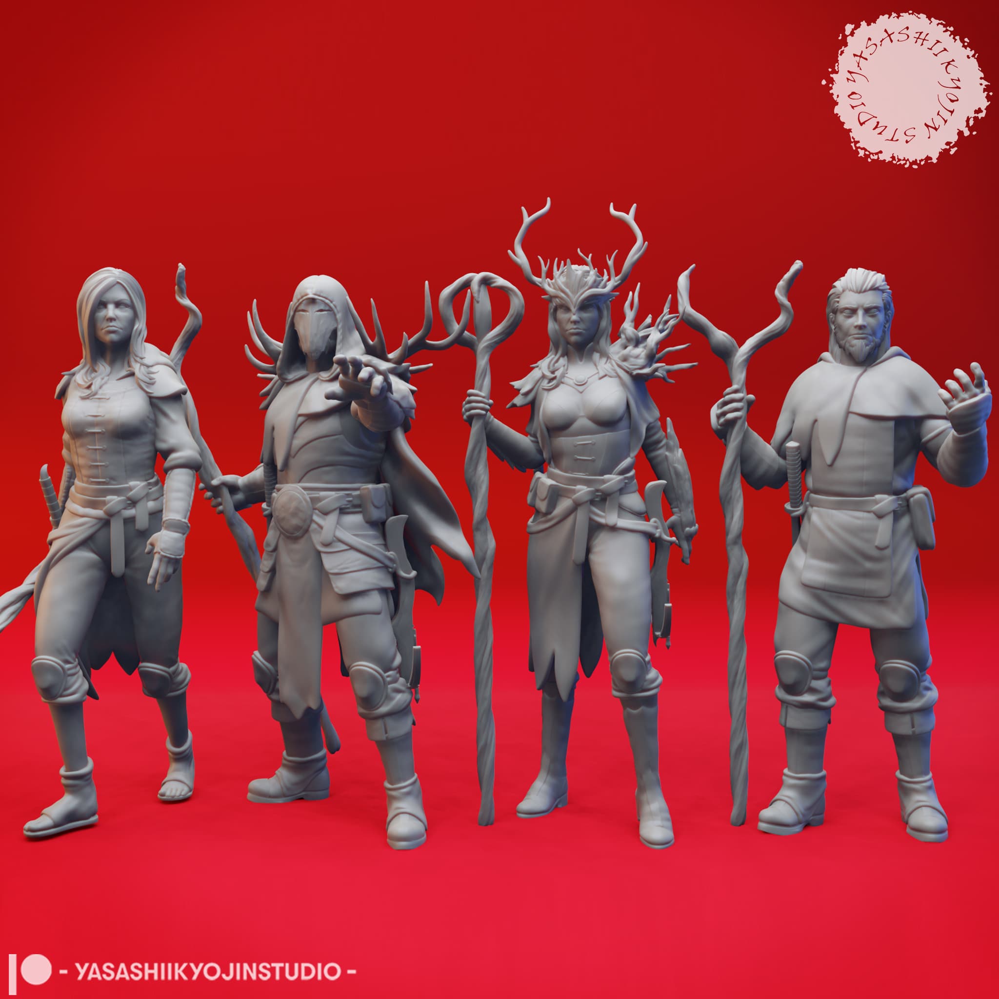 Druids - Level Up - Tabletop Miniatures (Pre-Supported) 3d model