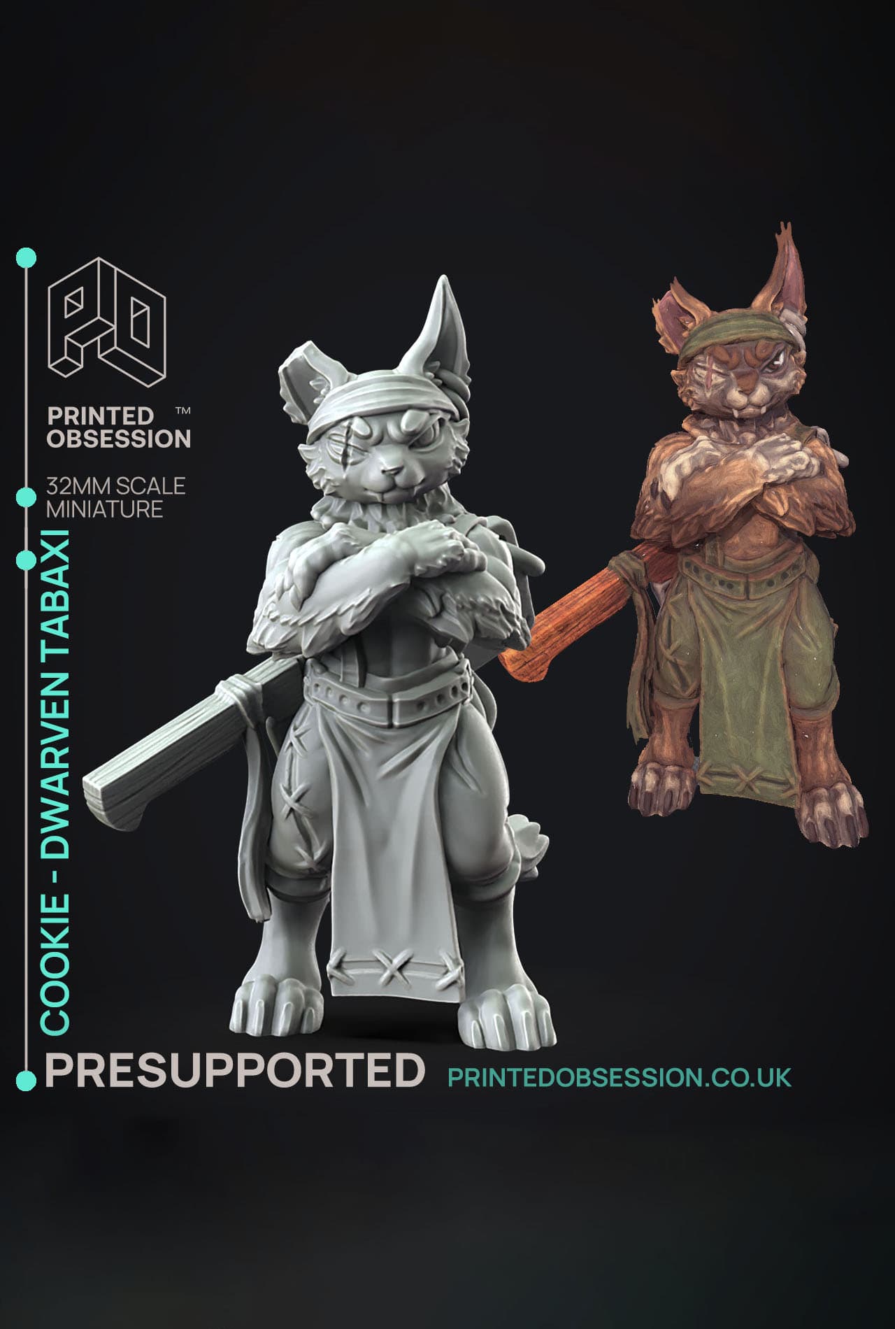 Cookie - Hunting Party - PRESUPPORTED - Illustrated and Stats - 32mm scale 3d model