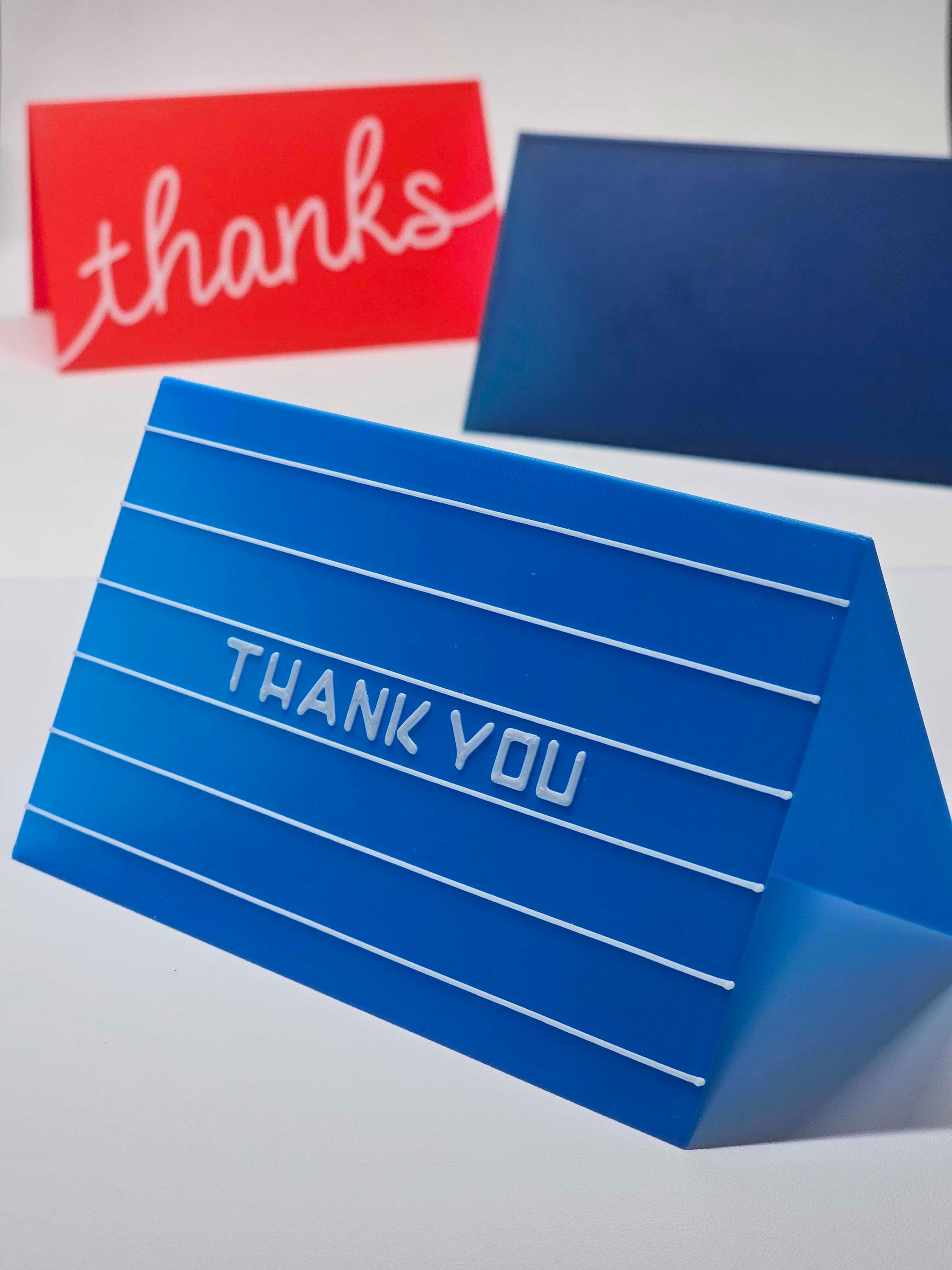 Stripes "Thank You" Folded Card 3"x5" | Thank You Card | Greeting Card | Tent Sign / Decor | 3mf 3d model