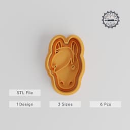 Horse Shape Cutter & Stamp Set, Cookie & Fondant Cutters, Farm Animal Design, Small Medium Large Sizes, 6-Piece Baking Tool Collection PRODUCT_5562 3d model
