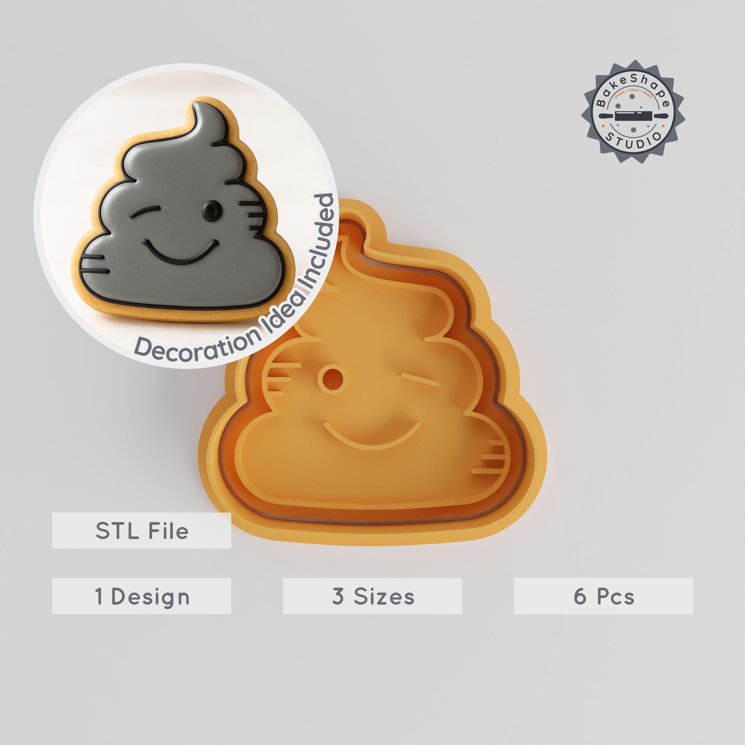 Smiling Poop Shape Cutter & Stamp Set, Cookie & Fondant Decor, 6-Piece Pack, S/M/L Sizes PRODUCT_368 3d model