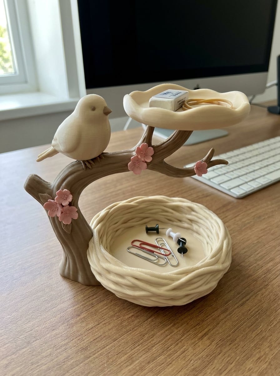 Bird Nest Desk Organizer & Jewelry Catchall Trays 3d model