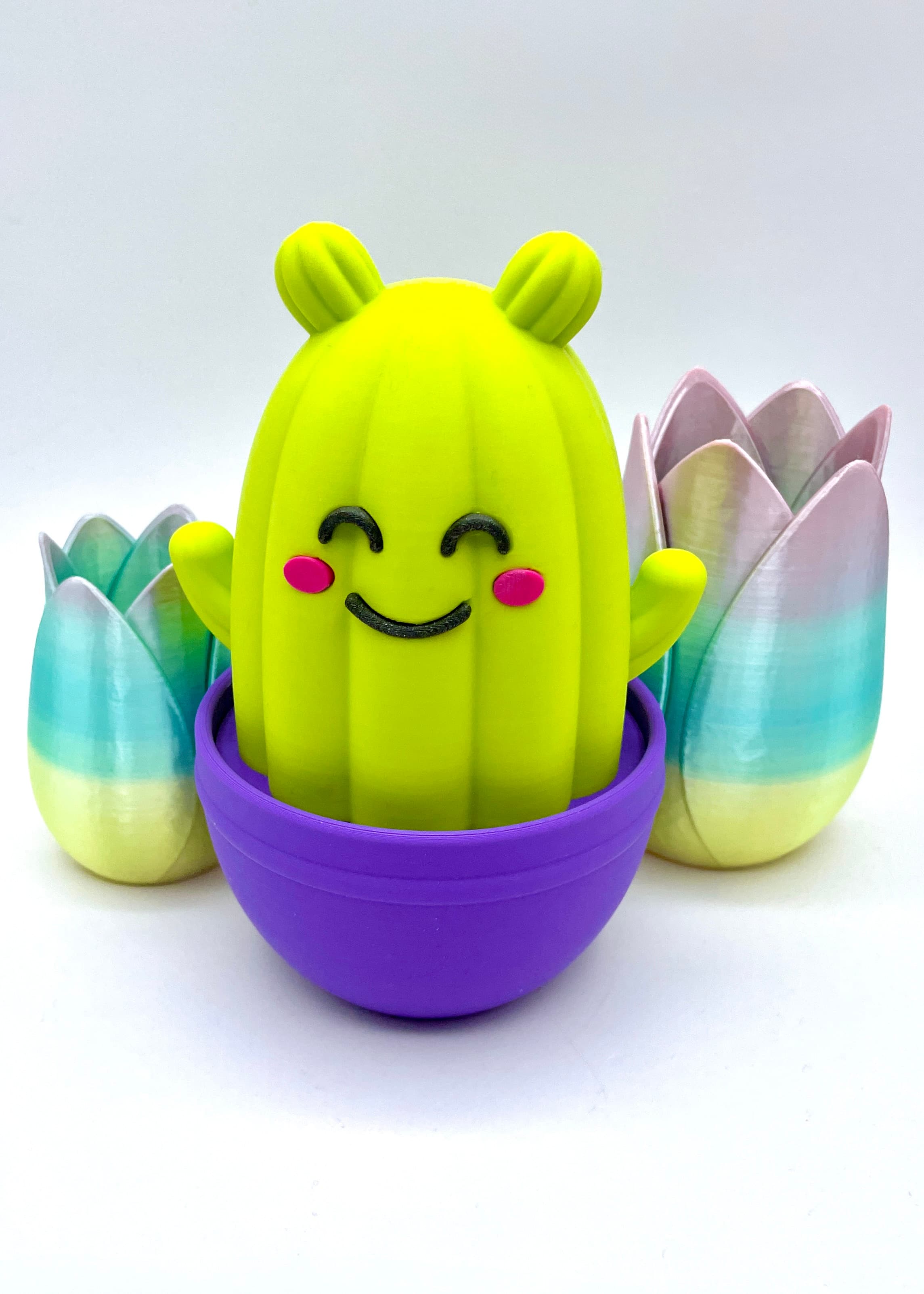 Cactus Container - So cute, and functional! Polymaker Panchroma Lime, Neon Magenta, Galaxy Black and Purple PLA - 3d model