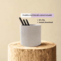 Pen Holder STL File β Personal & Commercial License β 3D Print Desk Organizer 3d model