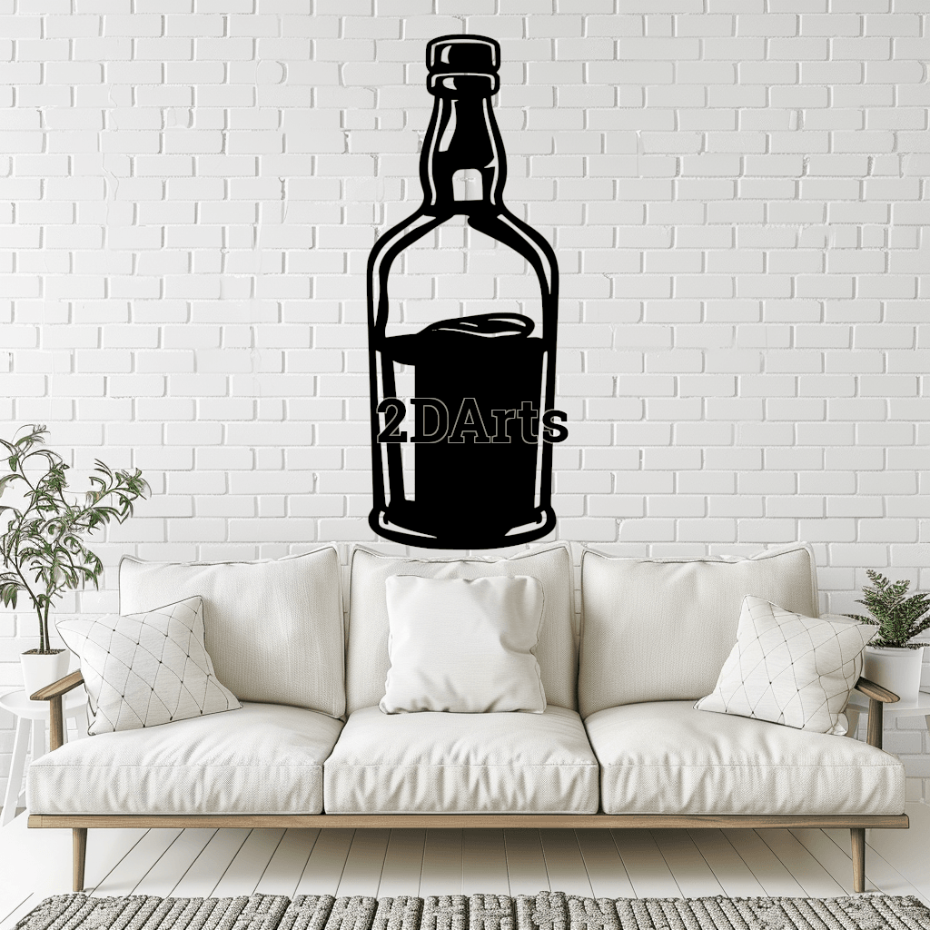 Whiskey Bottle 2D Wall Art/Window Art - Digital STL & SVG File for 3D Printing or Laser Cutting 3d model