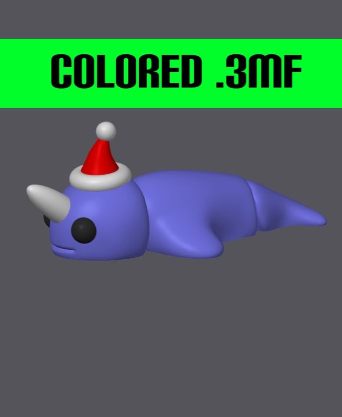 Christmas Narwhal - Mini Monster #6 Colored .3MF 3d model
