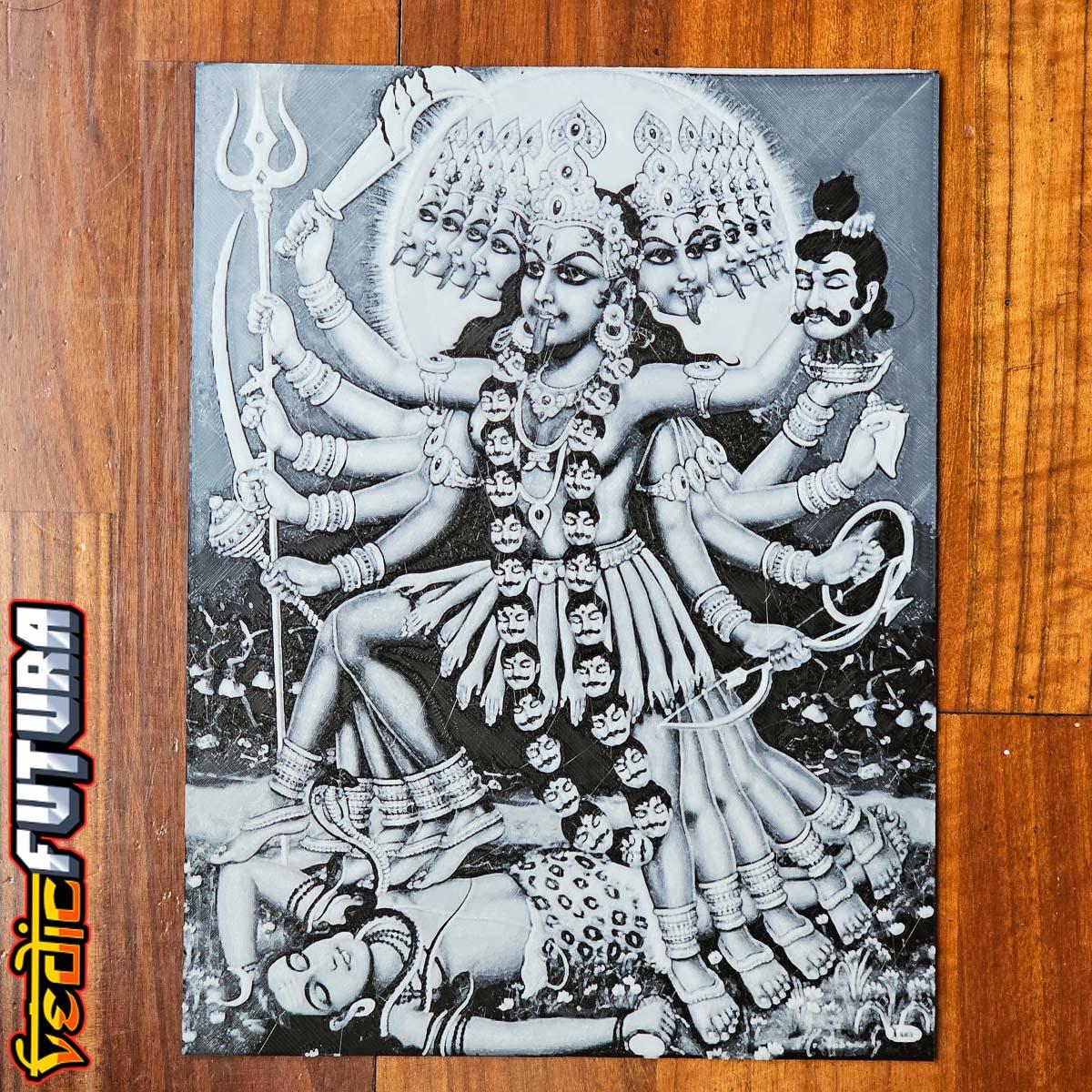 Ten Headed Great Kali - Lithograph [Easy to Print Filament Painting] 3d model