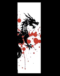 the splattering of ink creates the design of dragons - Set of Bookmarks 3d model