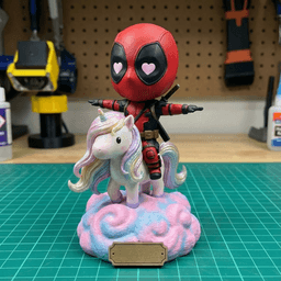 Deadpool Riding Unicorn | Funny Chibi Figure 3d model