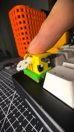 Blocky Bee Keycap | Wings Flap When You Press 3d model