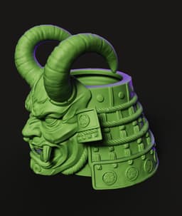 Oni Samurai Mask STL | Japanese 3D Print | Desk Bust 3d model