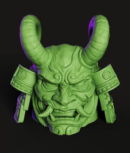 Oni Samurai Mask STL | Japanese 3D Print | Desk Bust 3d model