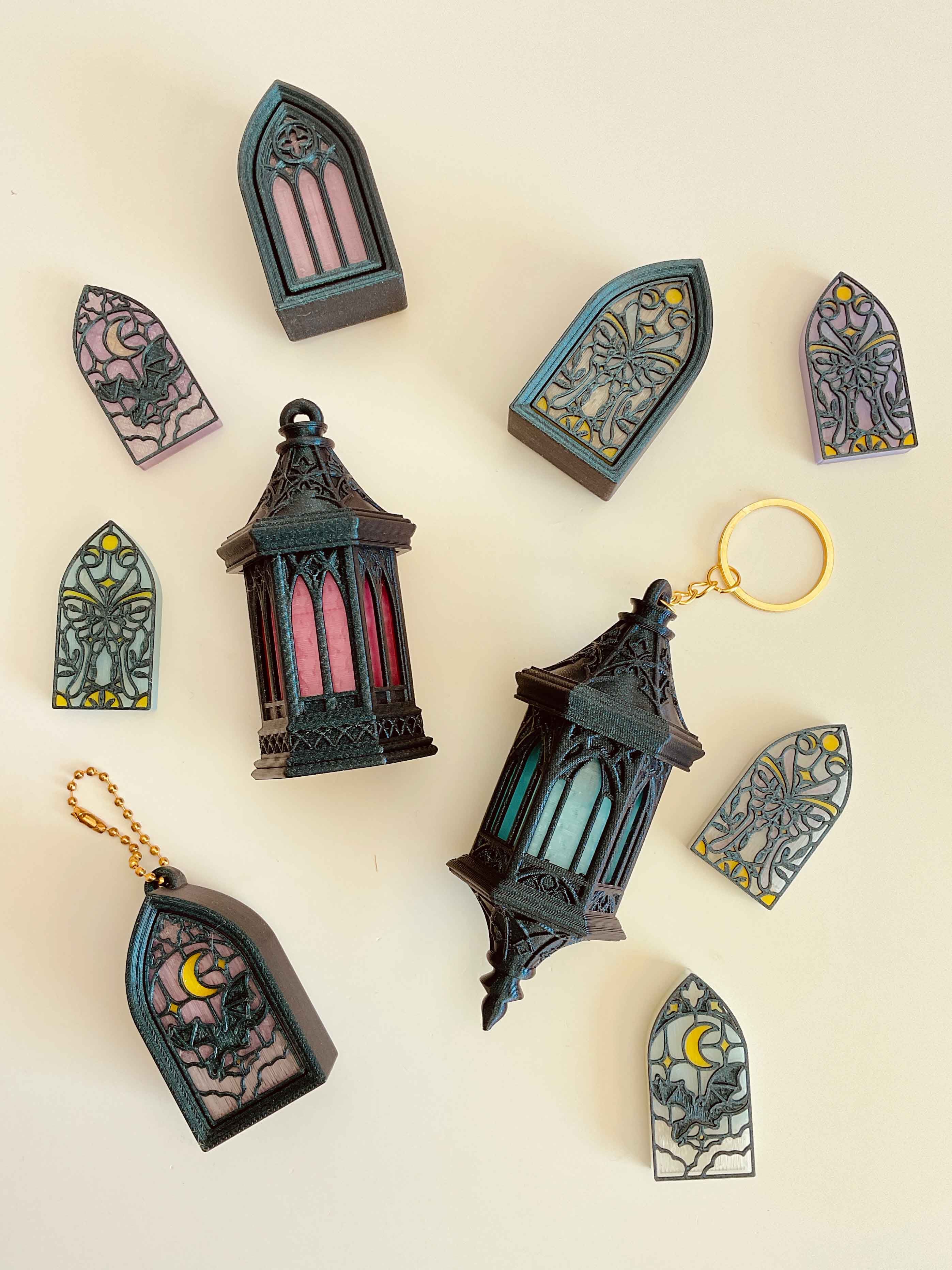 Gothic Lanterns and Stained Glass Clicker Keychain Fidget Toy Bundle 3d model