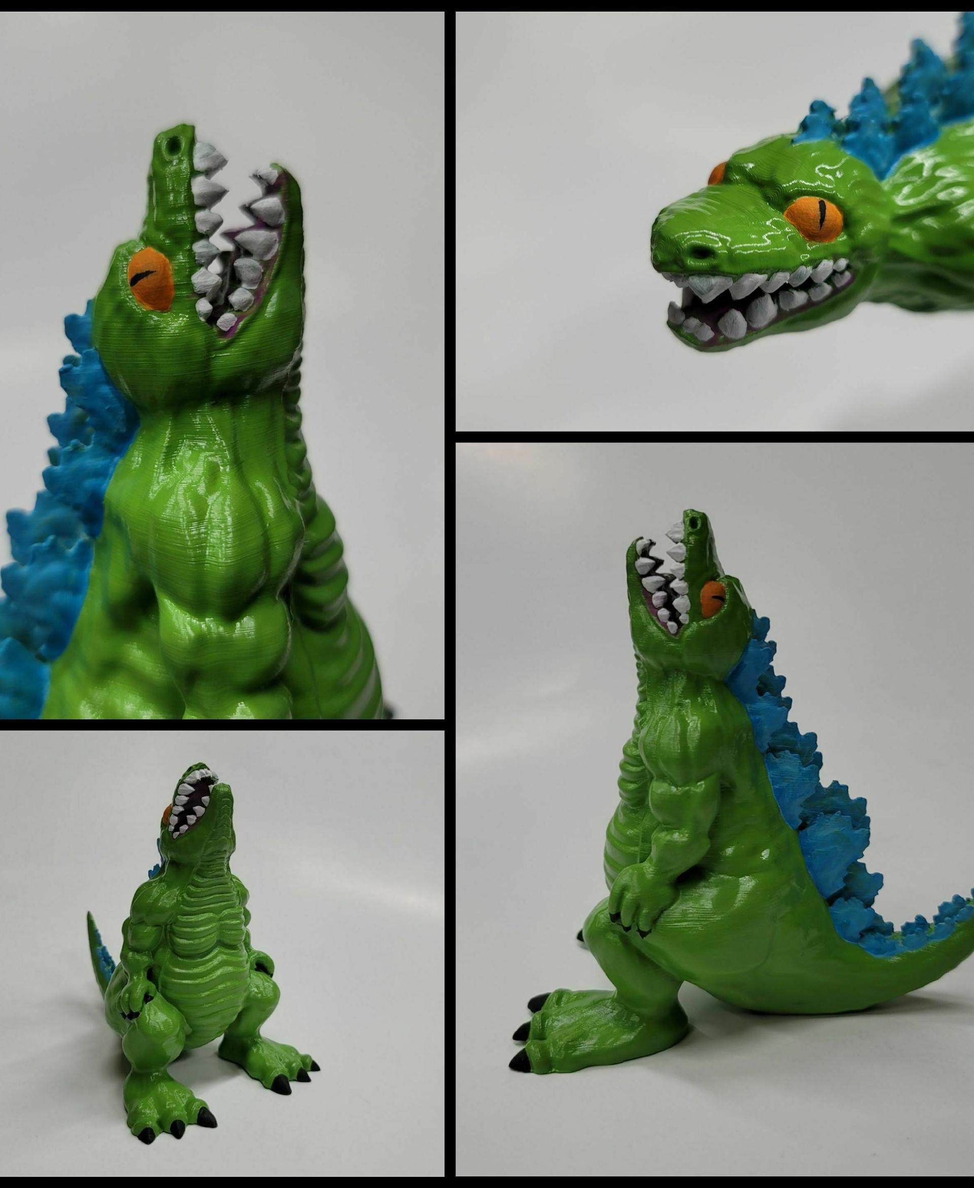 Chubby Godzilla Coin Bank and  Godzilla and Reptar Figures 3d model
