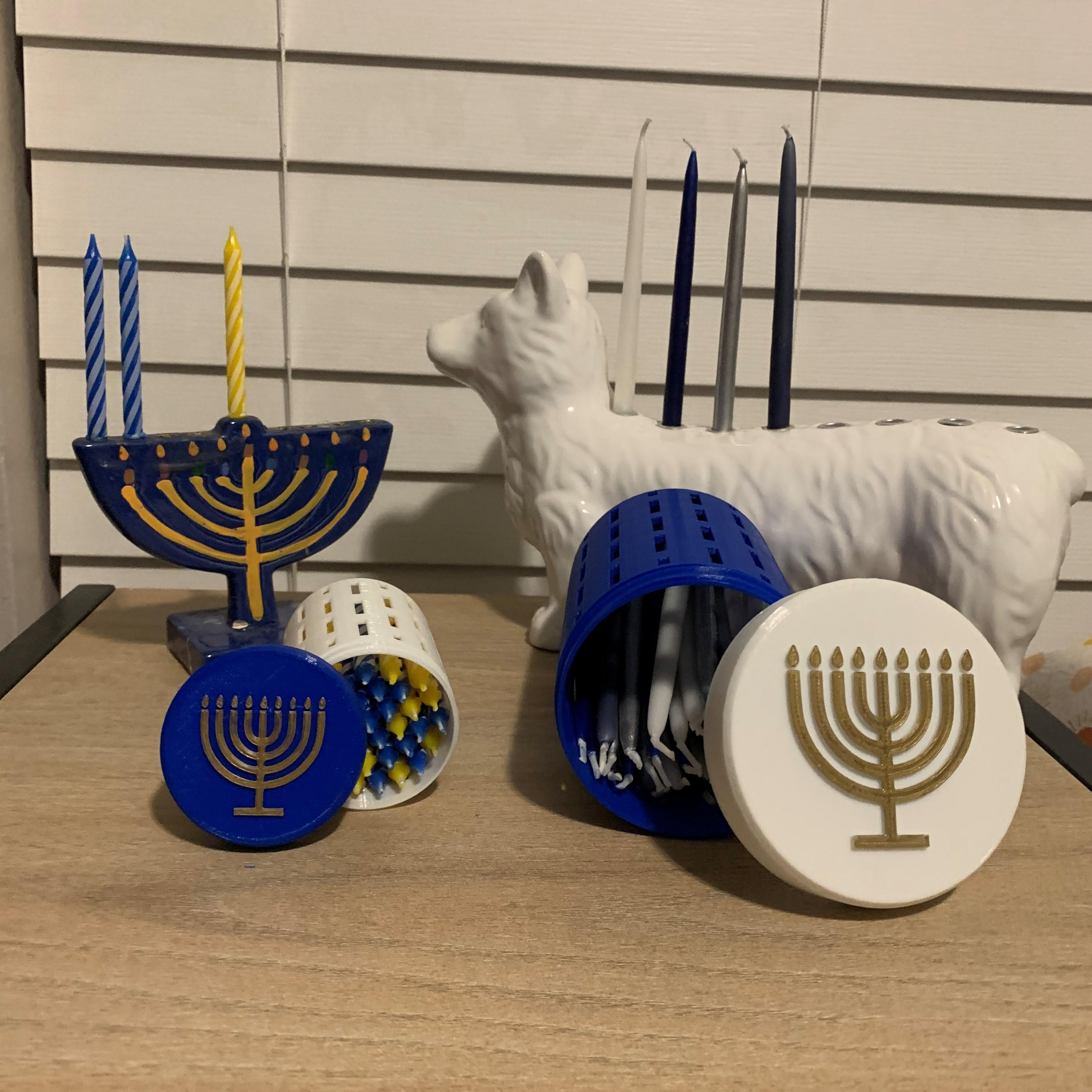 Menorah Candle Storage Box -Remix of Scalable Round Screw-Top Box 3d model