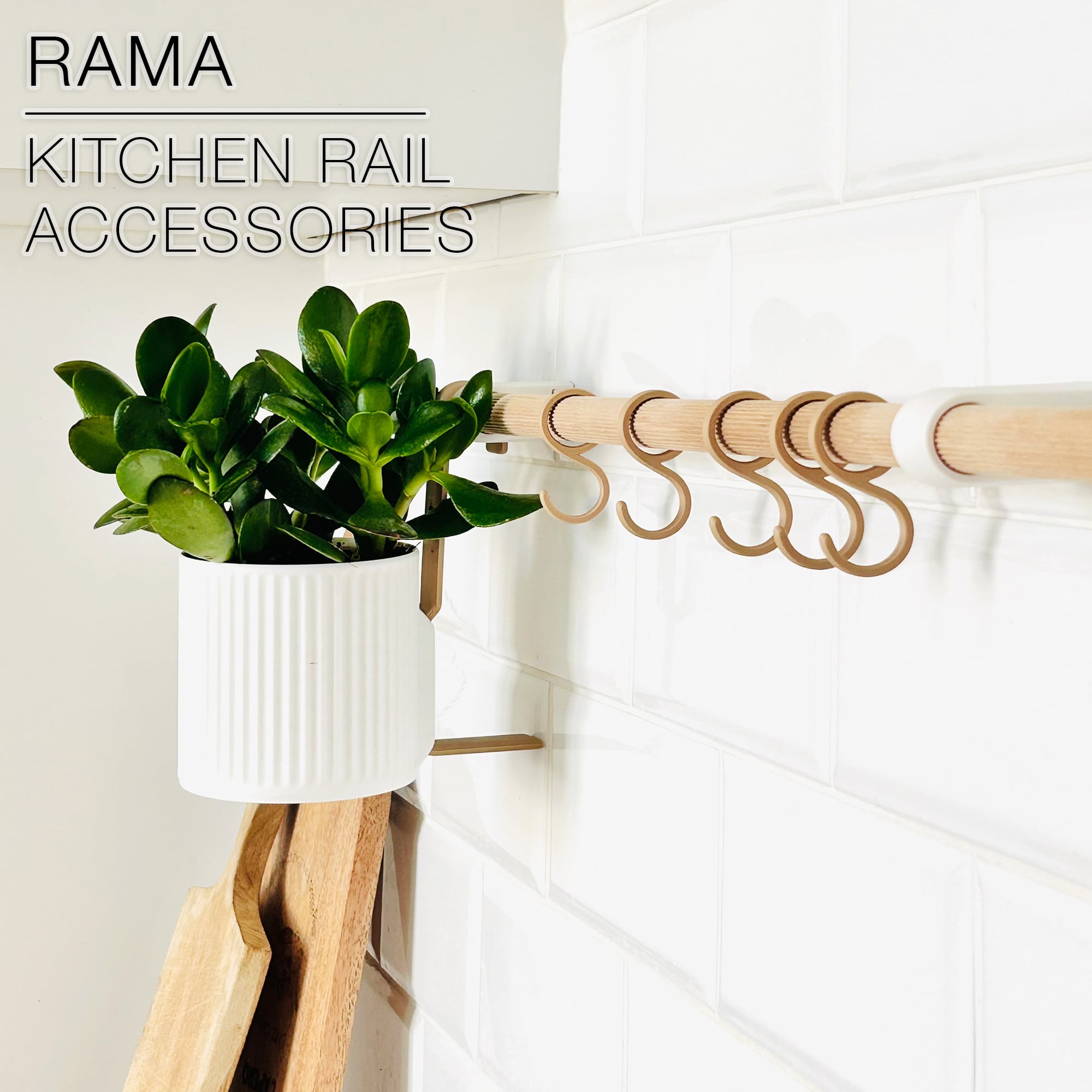 RAMA | Kitchen rail, hook & planter 3d model