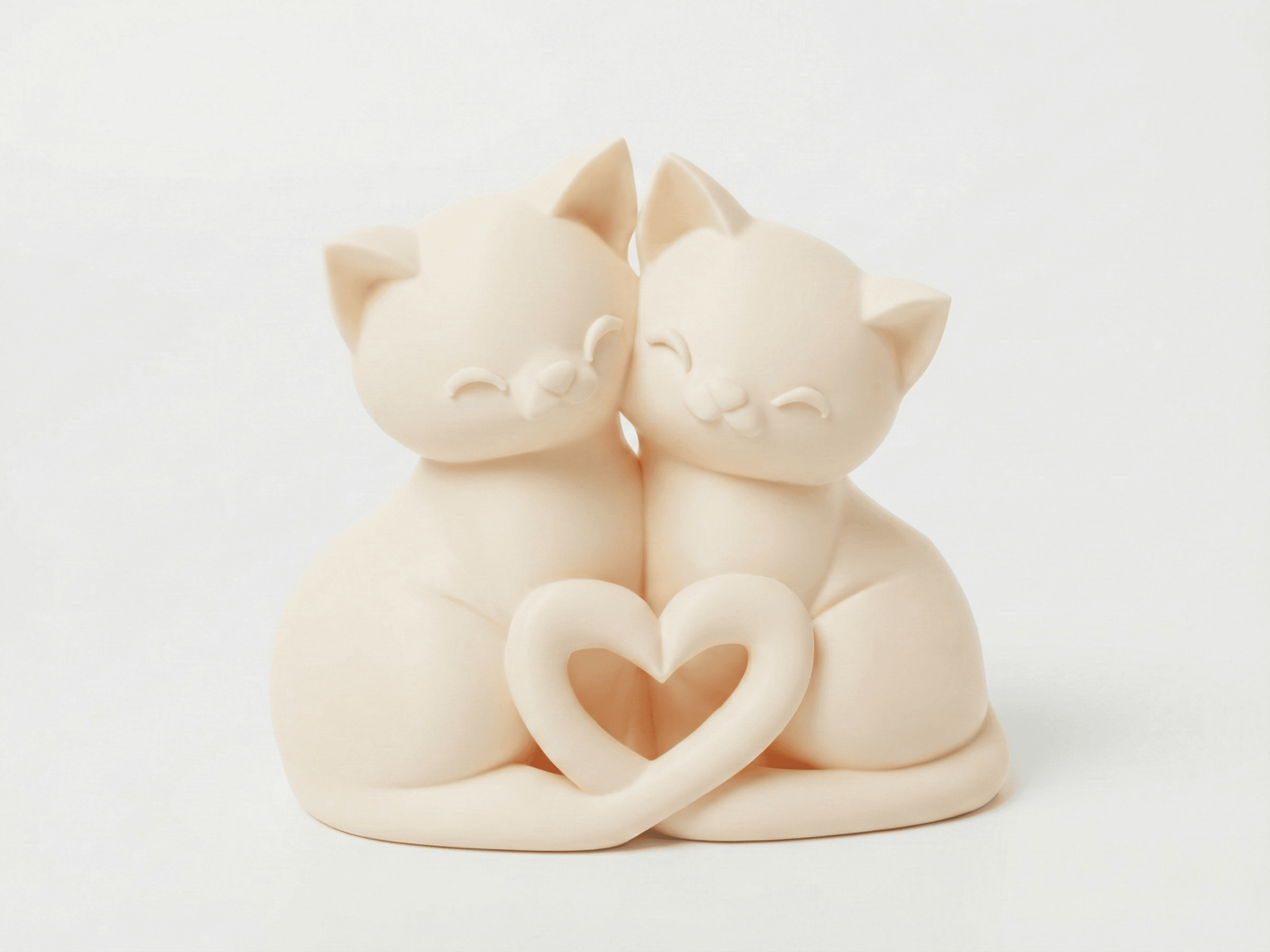 Heart-Tailed Cat Couple 3d model