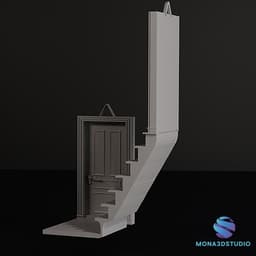 Corner Shelf with Stairs and Doors - Commercial License 3d model